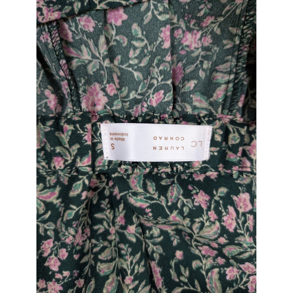 Cottagecore Floral Maxi Skirt Womens Small LC Lauren Conrad Green‎ Pink Flowy - Picture 5 of 7